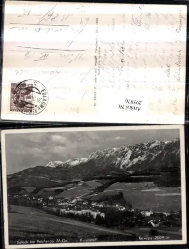 295876,Edlach b. Reichenau Totale m. Kuranstalt geg. Raxalpe Bergkulisse