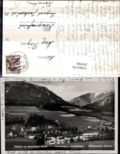 295940,Edlach b. Reichenau Kuranstalt u. Sanatorium geg. Schneeberg Bergkulisse
