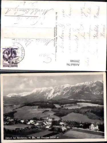295948,Edlach b. Reichenau Totale m. Raxalpe Bergkulisse