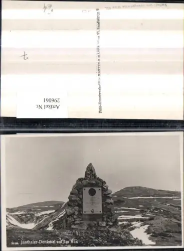 296061,Daniel Innthaler-Denkmal auf der Rax Bergkulisse b. Reichenau Prein