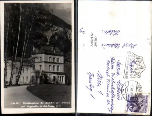 296500,Reichenau Erholungsheim d. Kammer f. Arbeiter u. Angestellte