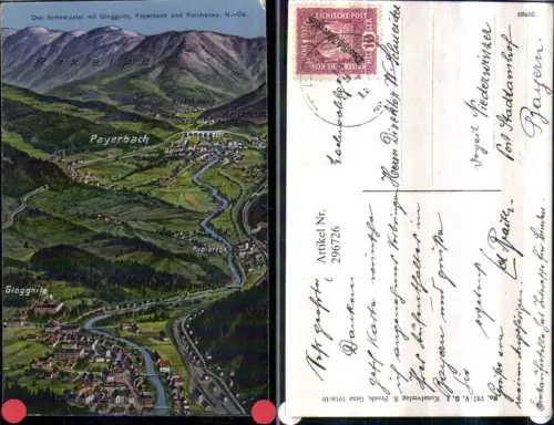296726,Schwarzatal m. Gloggnitz Payerbach u. Reichenau Totale Bergkulisse