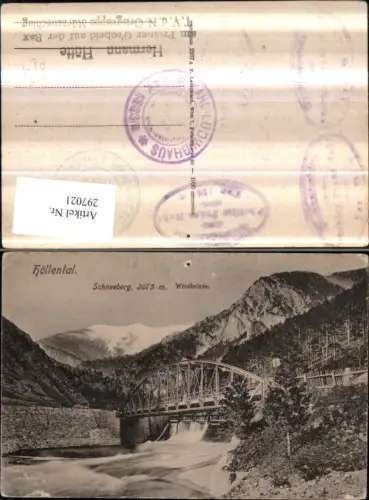 297021,Höllental b. Naßwald Schwarzau Windbrücke Brücke Wehr m. Schneeberg Bergkulisse