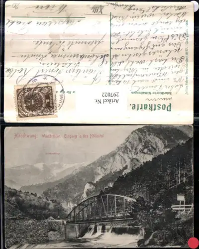 297022,Hirschwang Windbrücke Brücke Wehr m. Schneeberg Bergkulisse