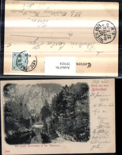 297024,Gruß aus dem Höllenthal Höllental b. Schwarzau Holzrechen in d. Schwarza