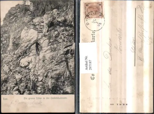 297187,Rax Die große Leiter in d. Teufelsbadstube b. Reichenau pub Brüder Kohn B.K.W.I. 1098