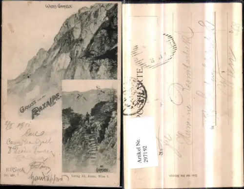 297192,Gruß von d. Raxalpe Wildes Gamseck Gamsecksteig b. Reichenau Mehrbildkarte