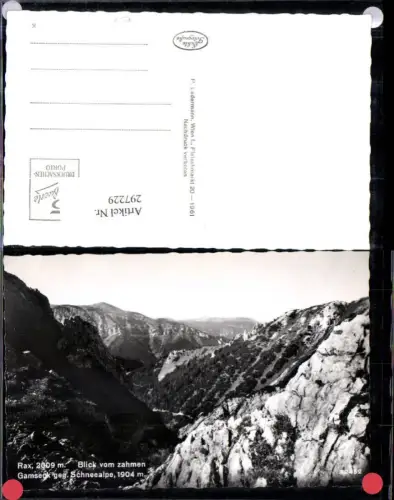 297229,Rax Blick vom zahmen Gamseck geg. Schneealpe Bergkulisse b. Reichenau
