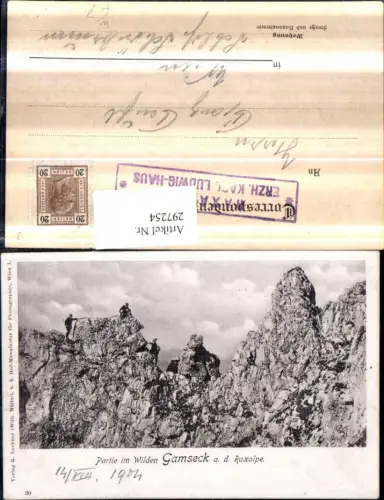 297254,Partie im wilden Gamseck an d. Raxalpe b. Reichenau Schwarzau Bergsteiger