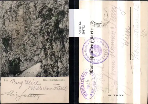 298752,Rax Wilde Teufelsbadstube b. Reichenau pub Brüder Kohn B.K.W.I. 1095