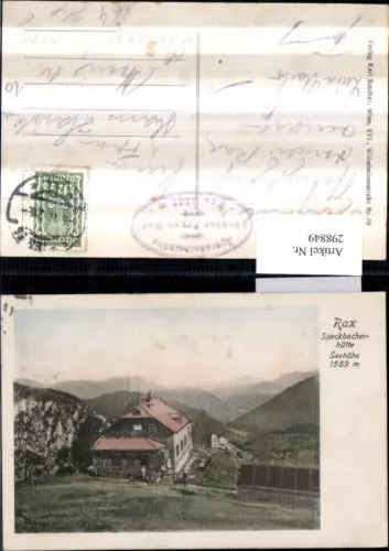 298849,Rax Speckbacherhütte Berghütte Bergkulisse b. Breitenstein