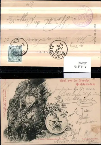 298860,Litho AK Gruß von d. Raxalpe Teufelsbadstube b. Reichenau Leiter Eispickel