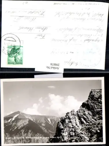 298878,Raxalpe Höllentalaussicht geg. Schneeberg Bergkulisse b. Reichenau