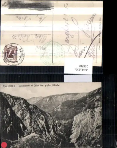 298883,Rax Jahnaussicht m. Blick über großes Höllental Bergkulisse b. Reichenau