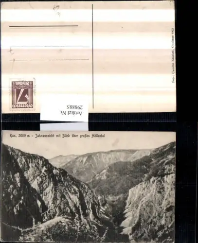 298885,Rax Jahnaussicht m. Blick über großes Höllental Bergkulisse b. Reichenau