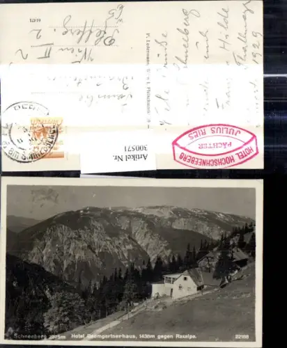 300571,Hotel Baumgartnerhaus geg. Raxalpe Reichenau a. d. Rax Puchberg