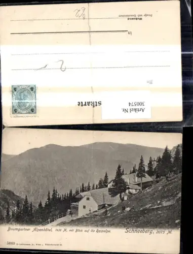 300574,Baumgartner Alpenhotel m. Blick a. d. Raxalpe Schneeberg Reichenau a. d. Rax Puchberg