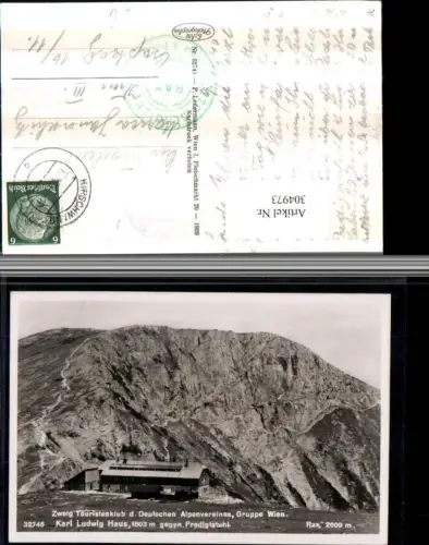 304973,Rax Karl Ludwig-Haus Berghütte geg. Predigtstuhl b. Prein Bergkulisse