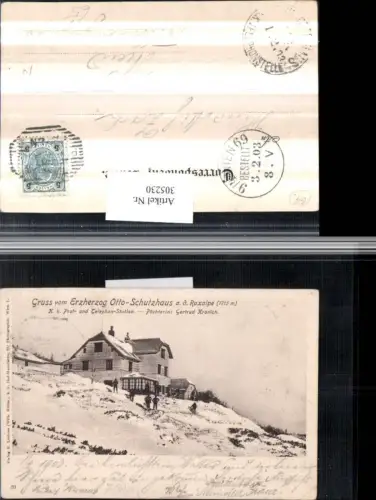 305230,Gruß vom Erzherzog Otto-Schutzhaus Berghütte auf d. Raxalpe b. Reichenau Winterbild