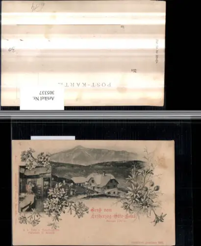 305337,Litho Gruß v. Erzherzog-Otto-Haus Berghütte b. Reichenau Bergkulisse Mehrbildkarte Edelweiß