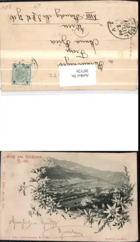 307126,Litho Gruß aus Reichenau an d. Rax Totale Blumen Edelweiß