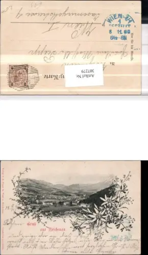 307279,Litho Gruß aus Reichenau an d. Rax Totale Bergkulisse Edelweiß