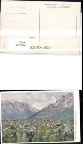 307324,Künstler AK Hugo Darnaut Reichenau Totale m. Rax Feuchter Bergkulisse