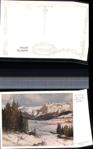 307330,Künstler AK K. L. Prinz Kreuzberg b. Breitenstein Rax Bergkulisse Winterbild pub B.K.W.I. 286euro10