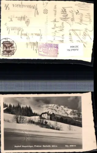 307404,Preiner Gscheid Gasthof Geyschläger b. Prein m. Rax Bergkulisse Winterbild