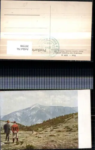 307598,Rax Schneeberg vom Raxplateau b. Reichenau Bergkulisse Landschaft Hund