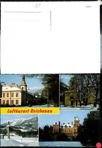 308616,Reichenau an d. Rax Villa Wartholz Kirche Bildstock Bergkulisse Winterbilder Mehrbildkarte