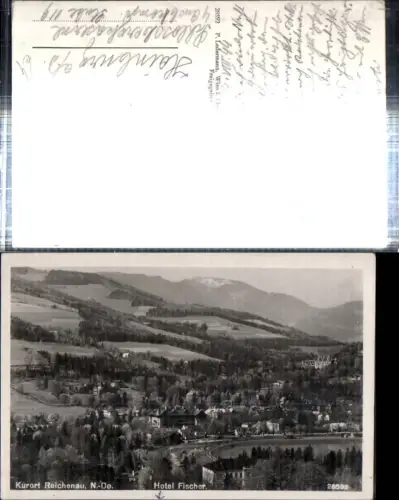 308640,Reichenau an d. Rax Teilansicht m. Hotel Fischer Bergkulisse