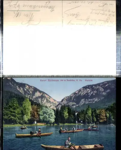 308664,Reichenau an d. Rax Kurteich Ruderbote Bergkulisse