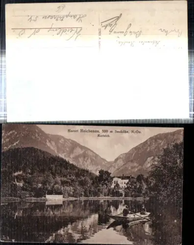 308665,Reichenau an d. Rax Kurteich Ruderboot Bergkulisse