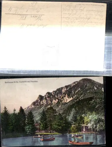 308688,Reichenau an d. Rax Kurteich Ruderboote m. Feuchter Bergkulisse
