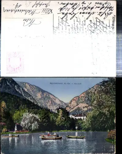 308776,Reichenau an d. Rax Kurteich Kurhaus Ruderboote Bergkulisse