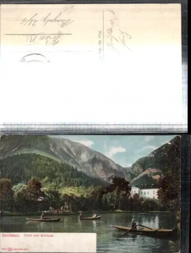 308781,Reichenau an d. Rax Teich m. Kurhaus Ruderboote Bergkulisse