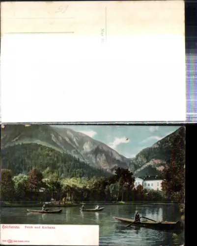 308782,Reichenau an d. Rax Teich m. Kurhaus Ruderboote Bergkulisse