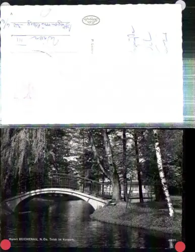 308785,Reichenau an d. Rax Teich im Kurpark Brücke Motiv