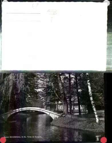 308786,Reichenau an d. Rax Teich im Kurpark Brücke Motiv