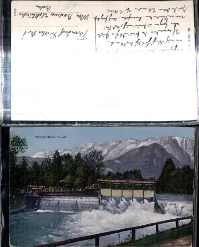 308793,Reichenau an d. Rax Fluss Wehr Bergkulisse
