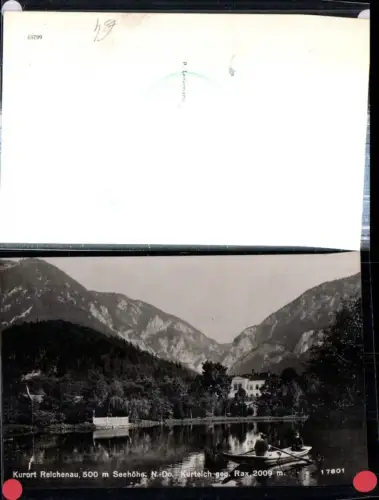 308919,Reichenau an d. Rax Kurteich Kurhaus Ruderboot geg. Rax Bergkulisse