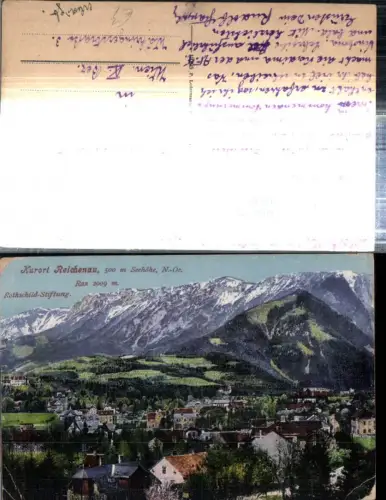 308945,Reichenau an d. Rax Teilansicht m. Rotschild-Stiftung geg. Rax Bergkulisse