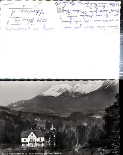 308961,Reichenau an d. Rax Hotel Bellevue geg. Rax Bergkulisse