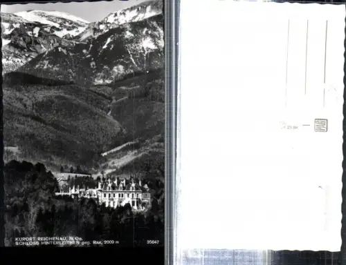 308977,Reichenau an d. Rax Schloss Hinterleithen geg. Rax Bergkulisse