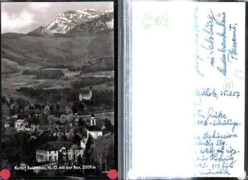 308978,Reichenau an d. Rax Teilansicht Kirche m. Rax Bergkulisse