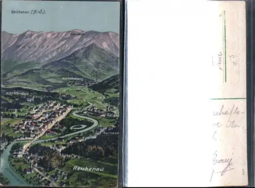 308982,Reichenau an d. Rax Totale m. Hirschwang geg. Raxalpe Bergkulisse