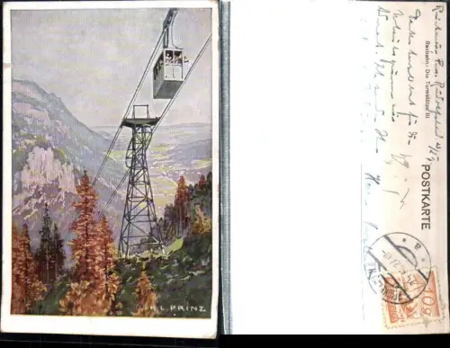 309017,Künstler AK Karl Ludwig Prinz Raxbahn Seilbahn b. Reichenau Stütze 3