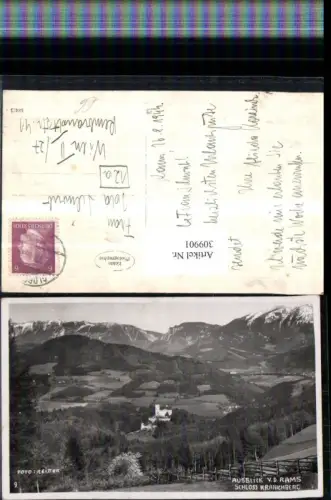 309901,Ausblick von d. Rams Schloss Burg Kranichberg b. Gloggnitz Bergkulisse