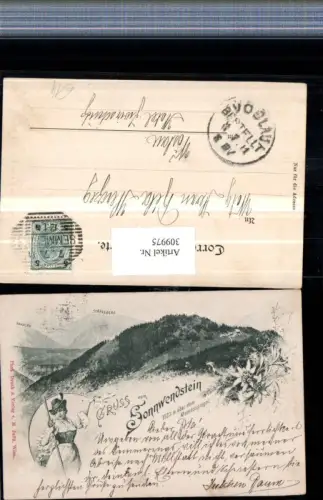 309975,Gruß vom Sonnwendstein b. Semmering Frau in Tracht Federhut Mehrbildkarte